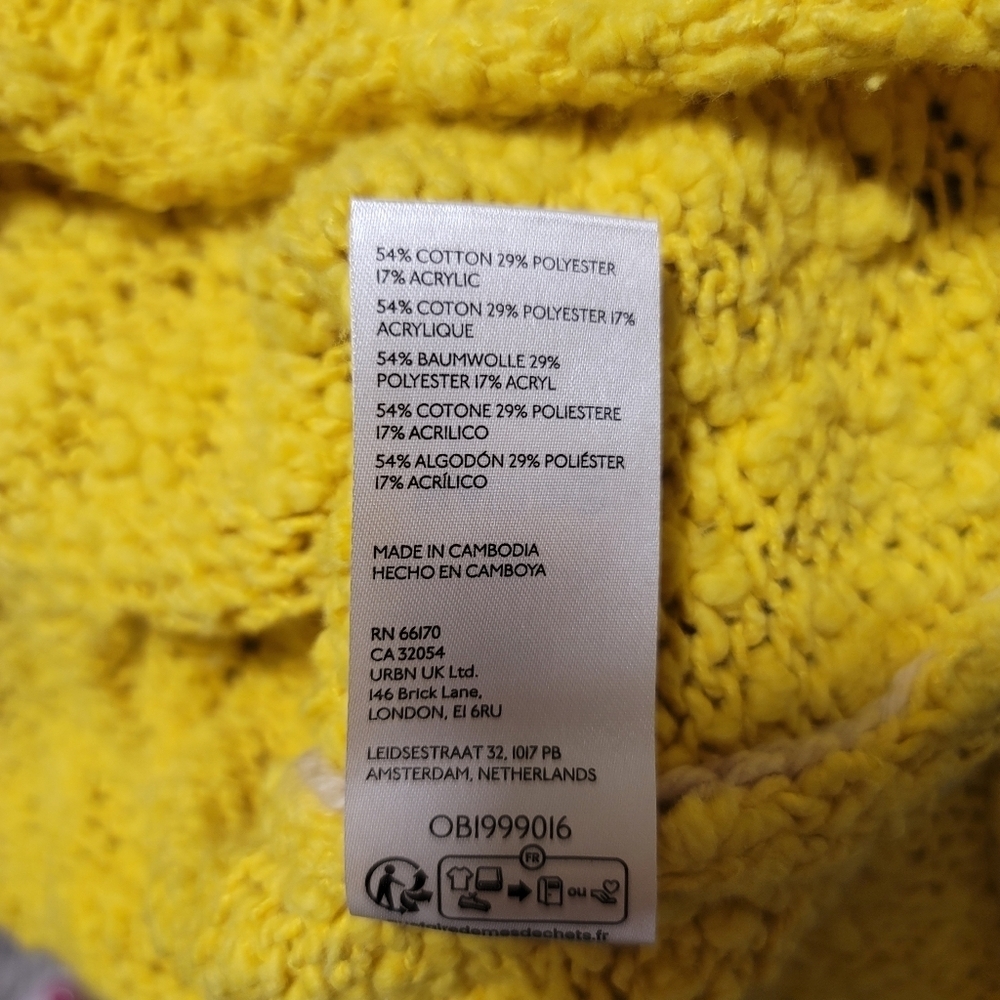 Free People Rosie Sweater in Chutney Yellow and Biege Combo - Large - NWOT - Picture 10 of 10
